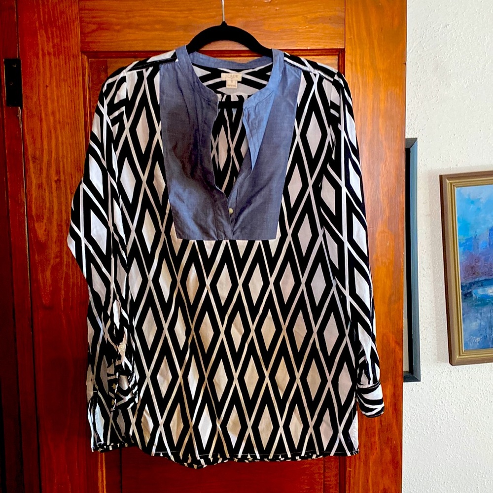 JCREW SMALL light weight cotton casual black/white shirt